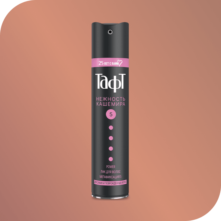 ТАФТ Power Нежность кашемира,
для сухих и поврежденных волос, мегафиксация